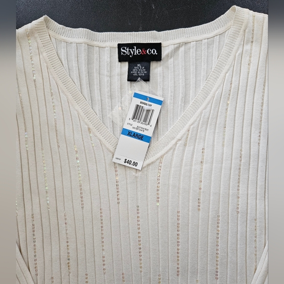 NWT - Silk Blend Style&co. Winter White Festive Jersey - Size XL - Picture 3 of 10